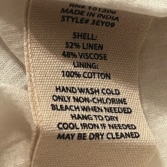 Soft Surroundings White Tan Sz PS Asymmetrical Stripe Linen Blend Shift Dress - Picture 7 of 8